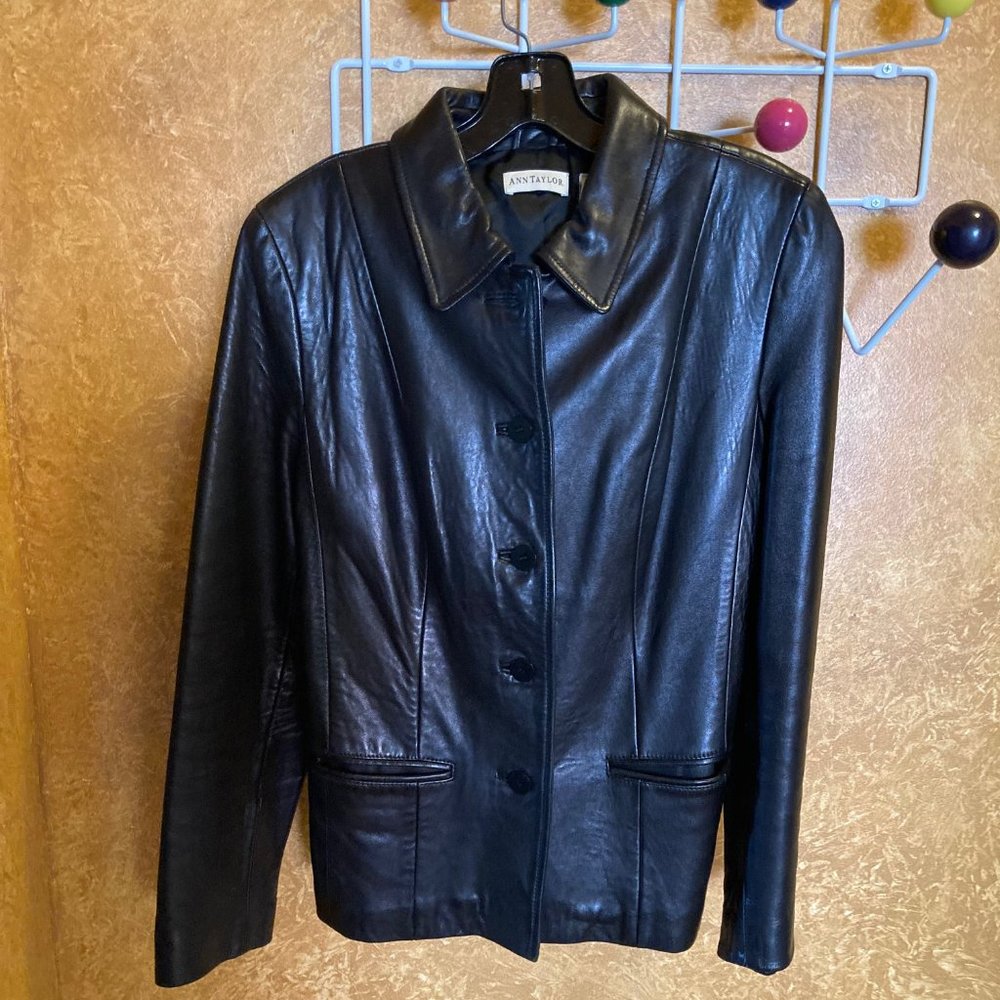 Ann Taylor Women's Black Leather Jacket XS